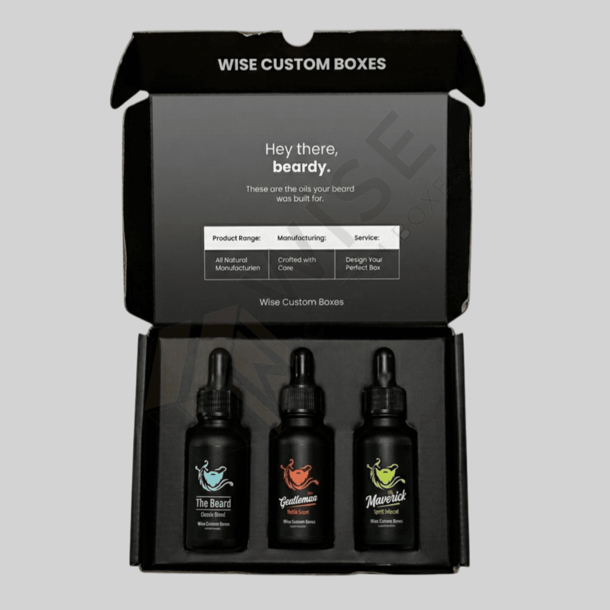 Custom Beard Oil Boxes designed for secure grooming product packaging with durable materials and premium branded presentation.