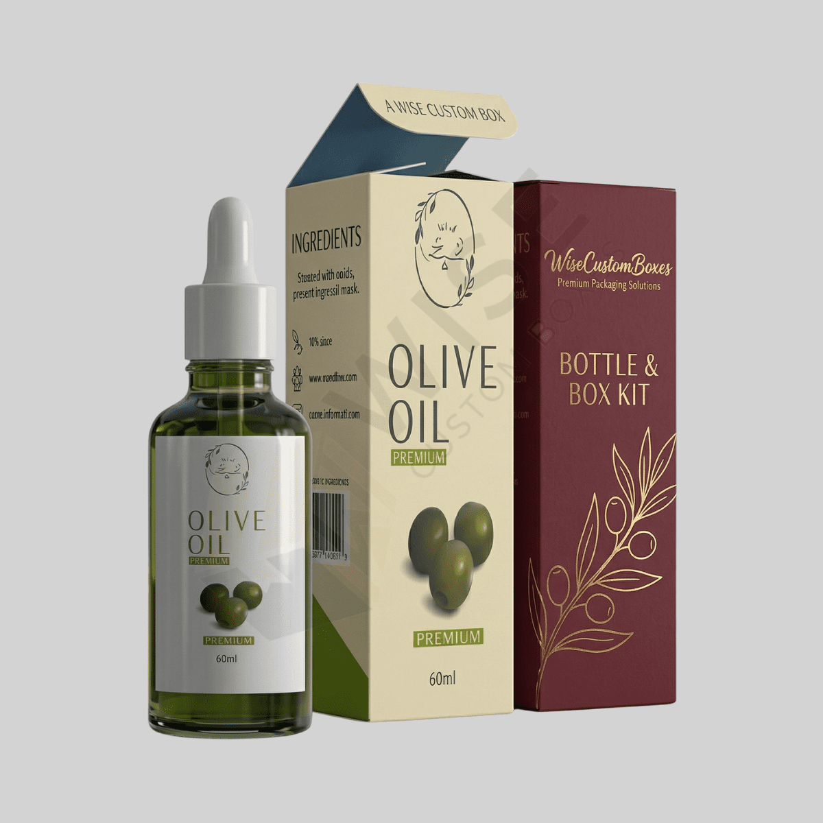 Custom Olive Oil Boxes designed for secure glass bottle packaging with durable materials and premium branded presentation.
