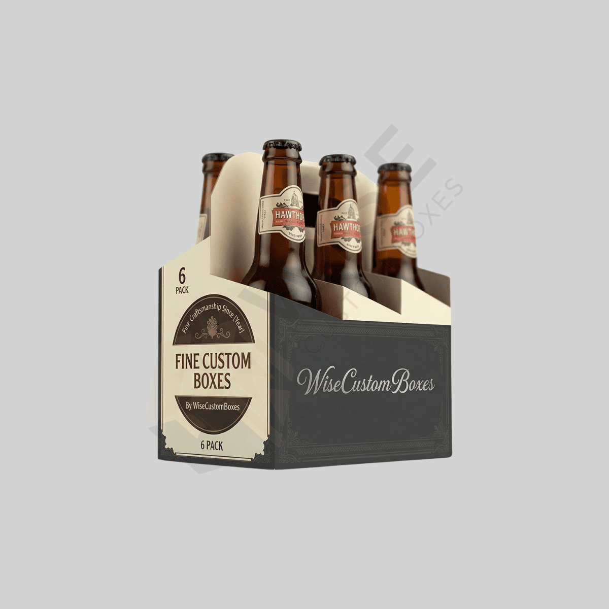 Custom 6 pack bottle carrier for secure beverage packaging and retail display