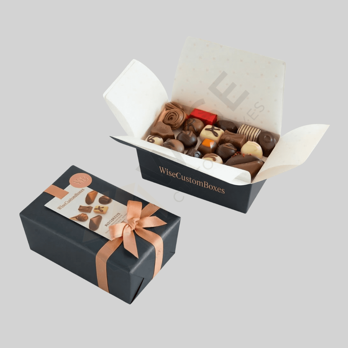 Custom ballotin boxes with premium printing for chocolate and candy packaging