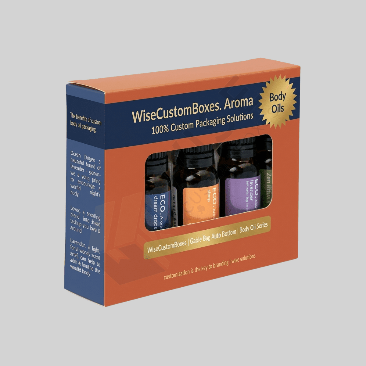 Custom Body Oil Packaging designed for secure oil bottle storage with durable materials and premium branded presentation.