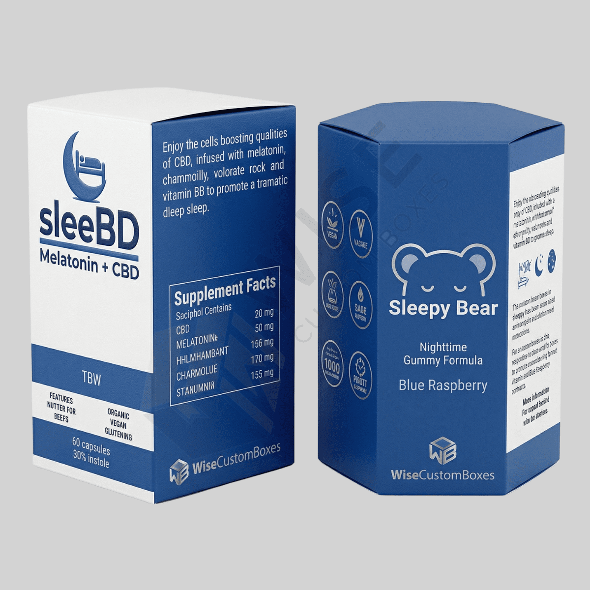 Custom CBD dissolvable sleep tablets boxes designed for secure storage and premium wellness packaging