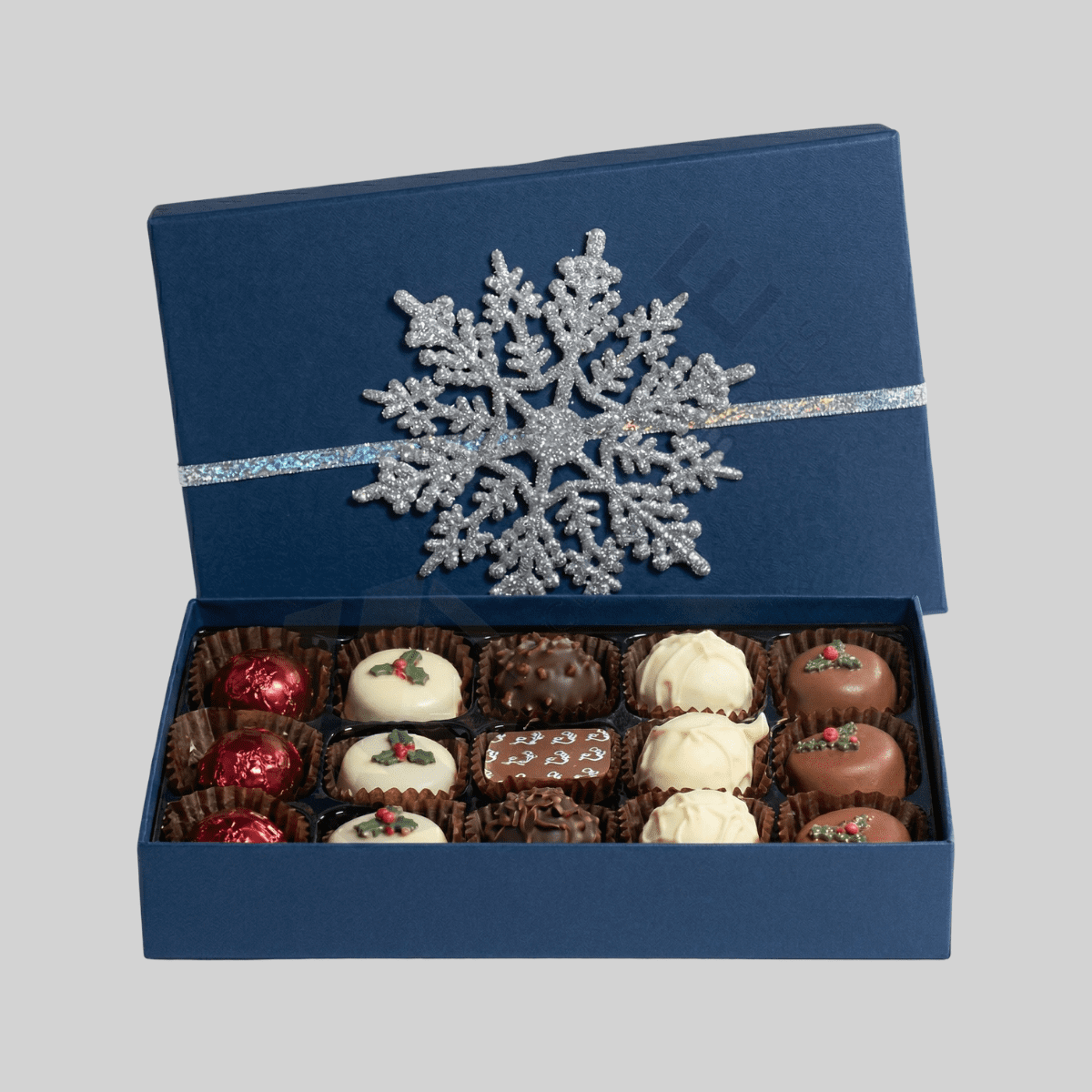 Festive custom Christmas chocolate boxes designed for elegant gifting and premium chocolate packaging