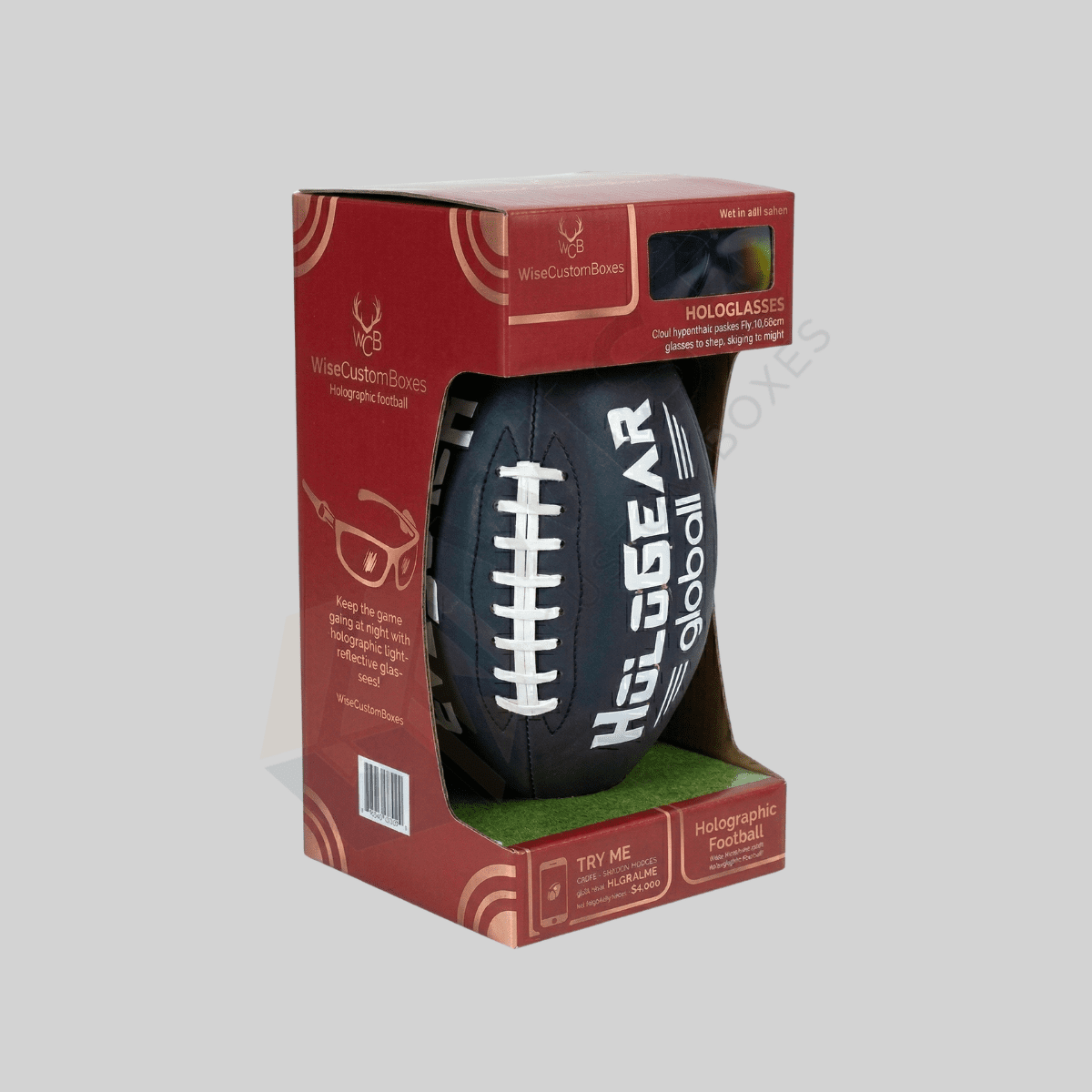 Durable custom football boxes designed for secure sports packaging and premium branding
