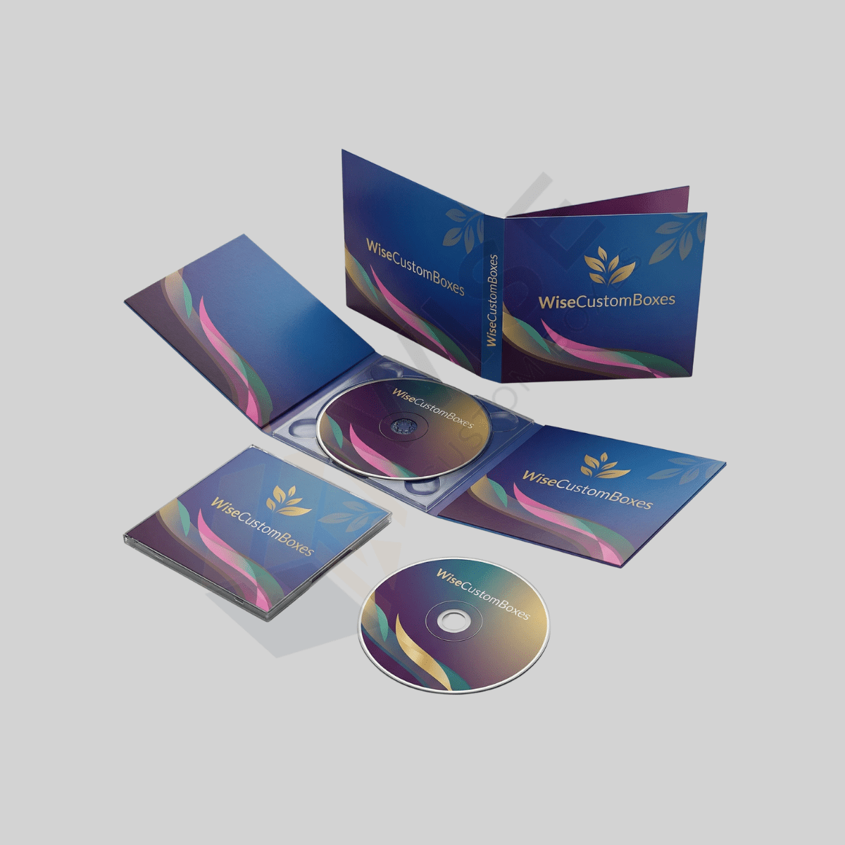Custom four panel CD jackets for professional disc packaging and media presentation