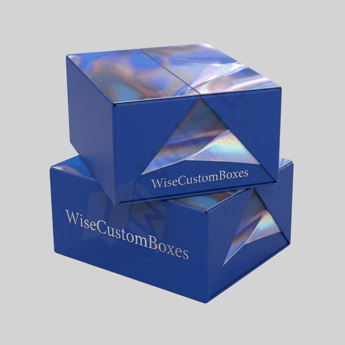 Custom Holographic Boxes designed with reflective finishes for eye-catching packaging and premium branded presentation.