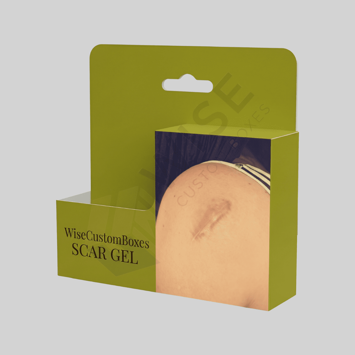 Custom Scar Gel Box designed for skincare packaging with secure materials and premium branded presentation.