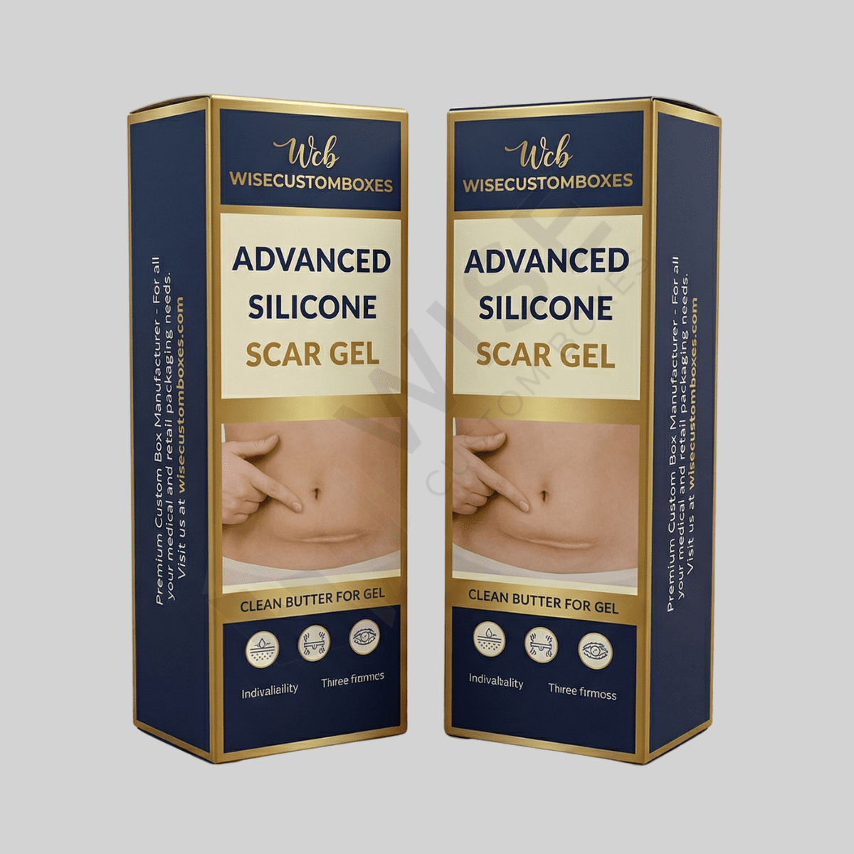 Custom Scar Gel Box designed for skincare packaging with secure materials and premium branded presentation.