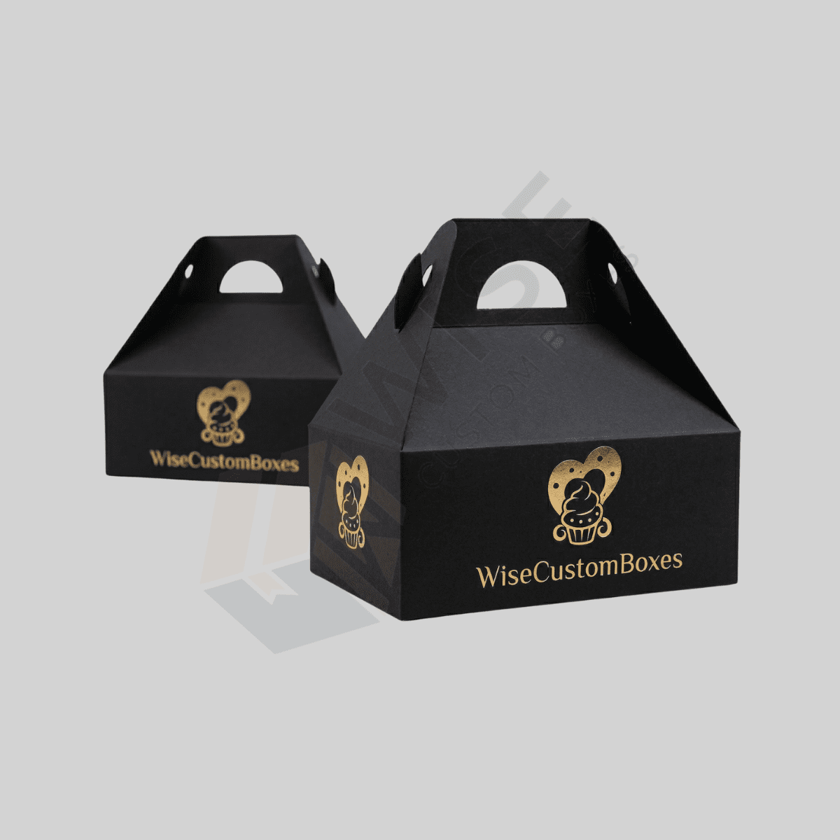 Custom black gable boxes for premium gift packaging, food takeaway, and retail branding