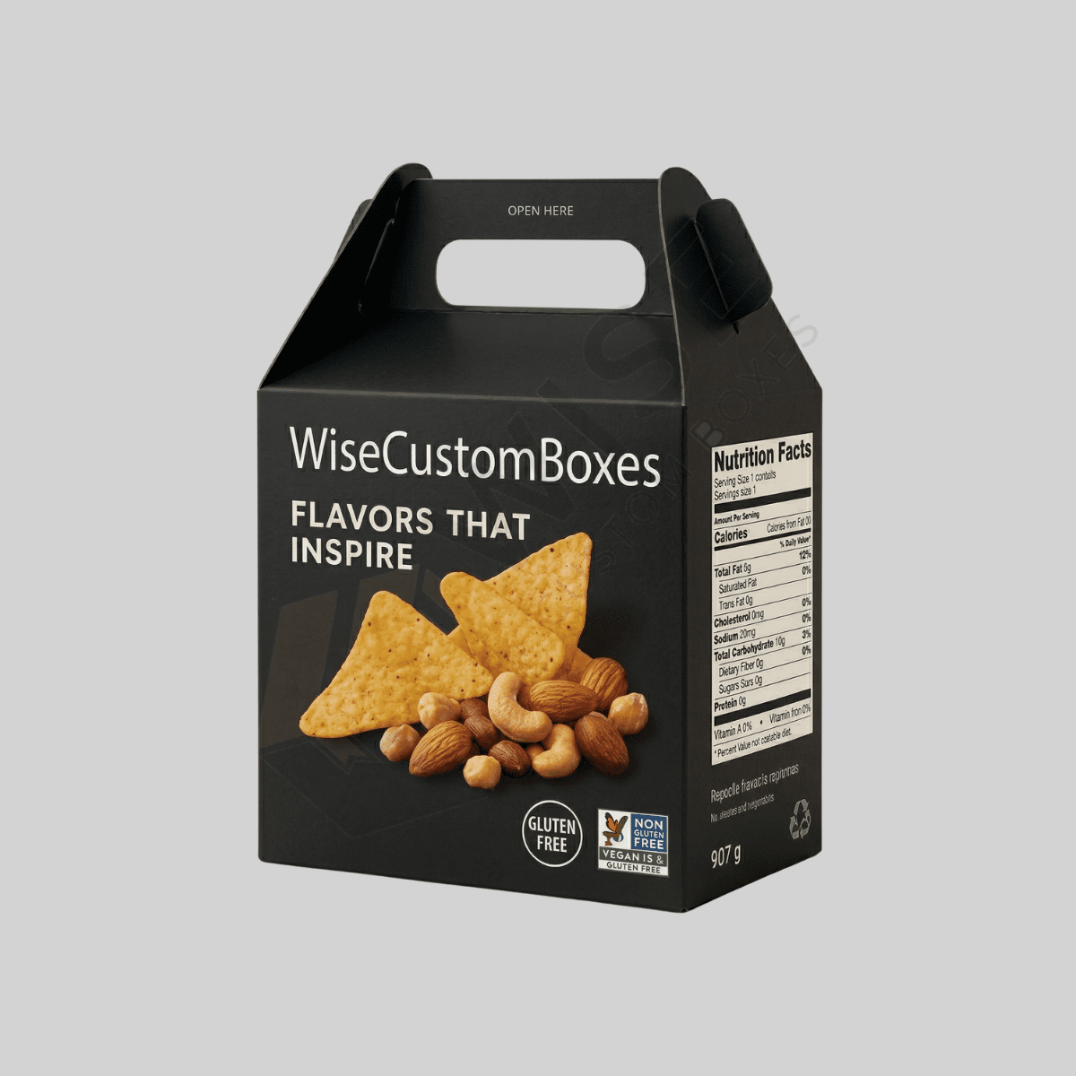 Custom black gable boxes for premium gift packaging, food takeaway, and retail branding