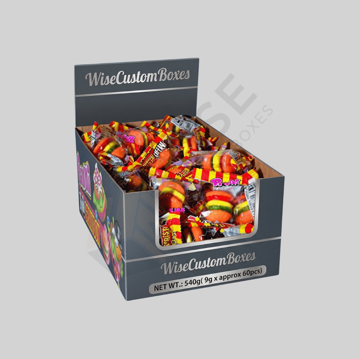 Custom candy display boxes for attractive retail product presentation and branding