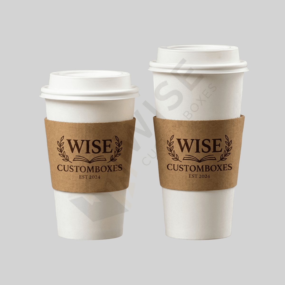 Custom cup sleeves designed for heat protection, comfortable grip, and branded beverage packaging.