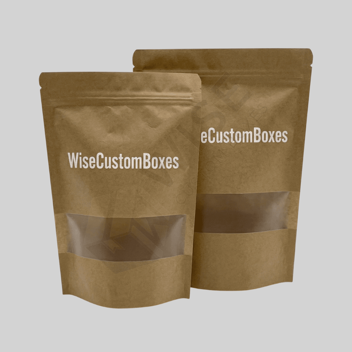Custom kraft stand up pouches designed for secure packaging, product freshness, and eco-friendly brand presentation.