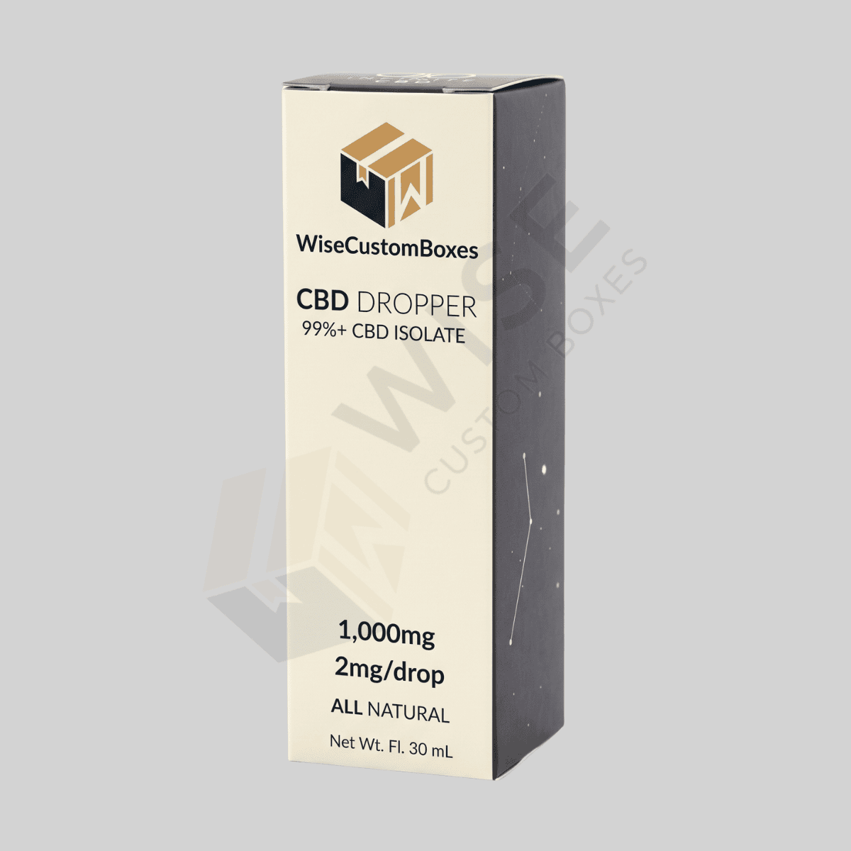 Custom CBD isolate boxes with branded printing and fitted inserts for product containers
