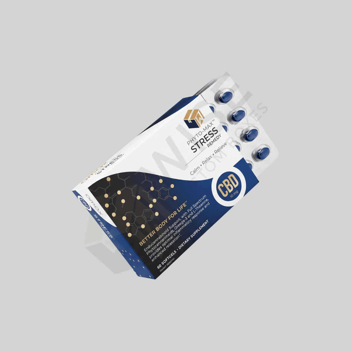 Custom CBD pills boxes with branded printing and organized packaging for CBD pill containers