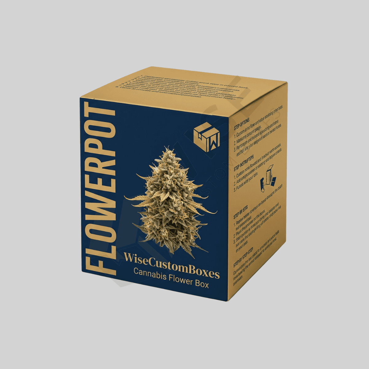 Custom Cannabis Flower Boxes with Clean Printed Branding and Product Label Area