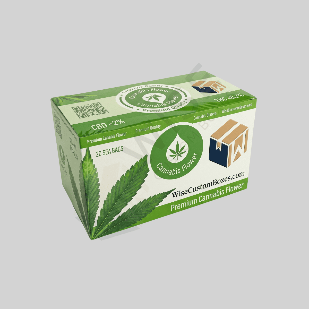 Custom Cannabis Flower Boxes with Clean Printed Branding and Product Label Area