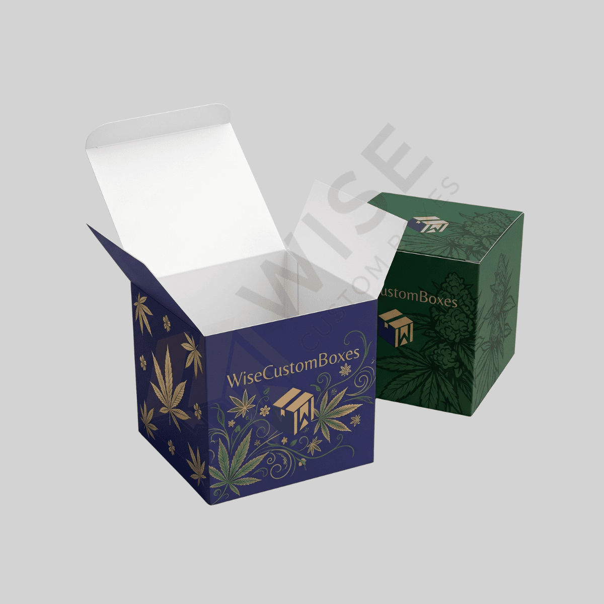 Custom Cannabis Flower Boxes with Clean Printed Branding and Product Label Area
