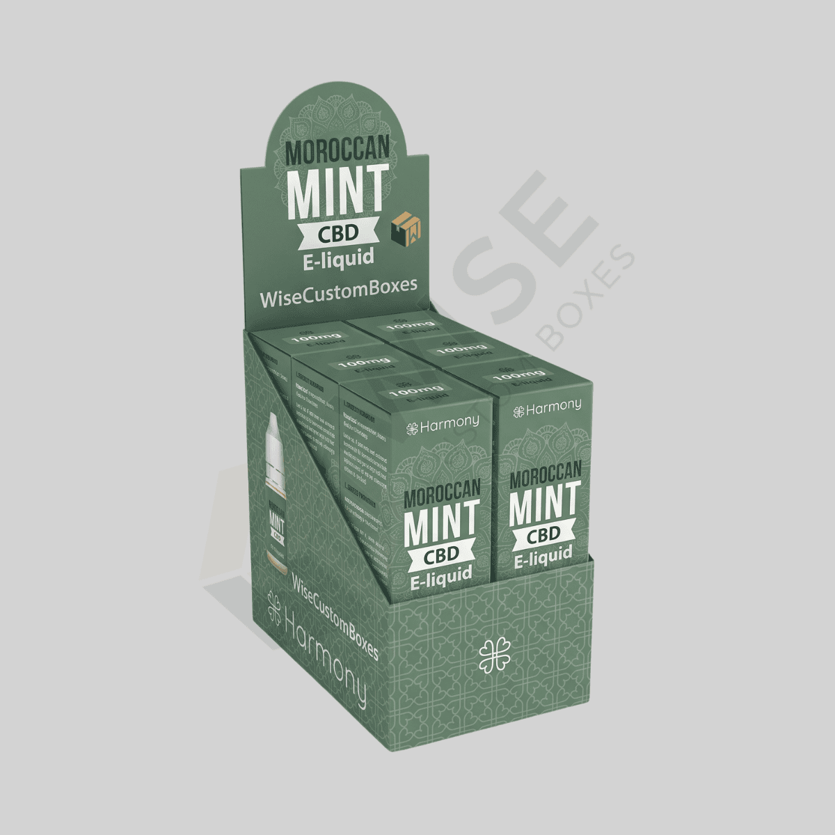 Custom e liquid boxes with branded printing and fitted inserts for bottle packaging