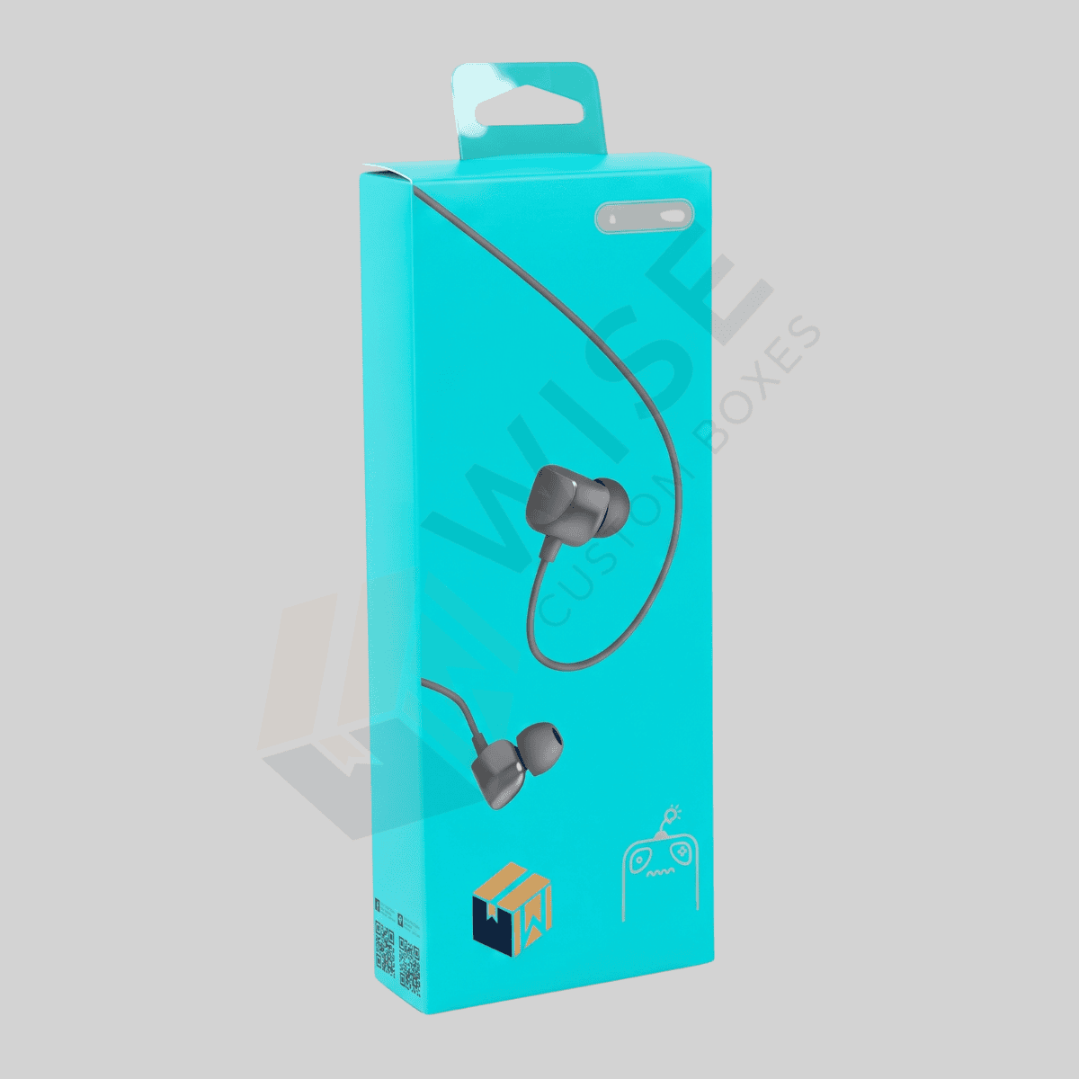 Custom earphone packaging boxes with branded printing and inserts for earphones and accessories