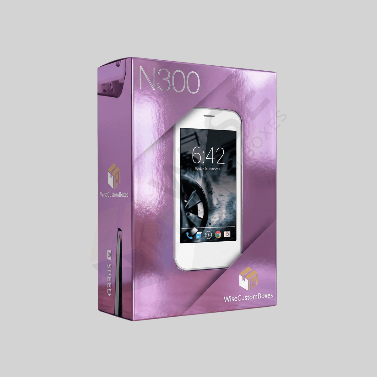 Custom mobile phone boxes with premium branding and fitted phone accessory inserts