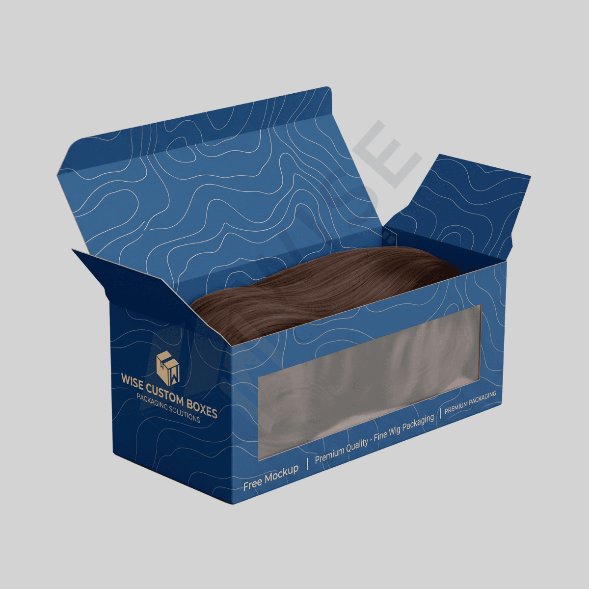 Custom wig boxes with elegant branding and organized interior space for wigs